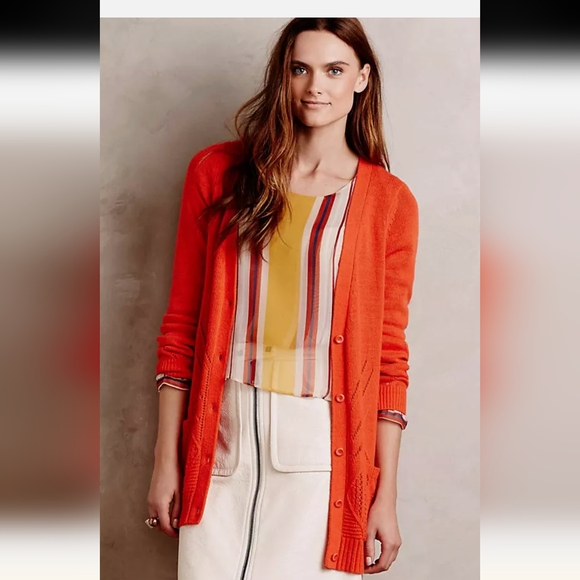 Moth Anthropologie Red Cardigan Cashmere Blend - Picture 1 of 11